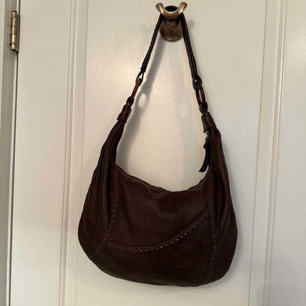 J. JILL BAG HOBO BROWN LEATHER SOFT  ZIP TOP BOHEMIAN SHOULDER